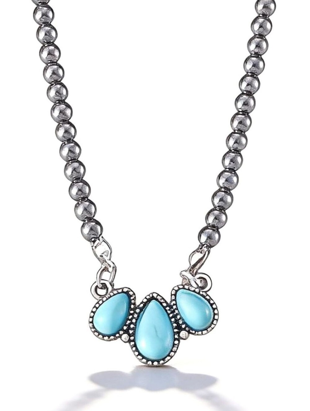 Turquoise Beaded Necklace, Western Style